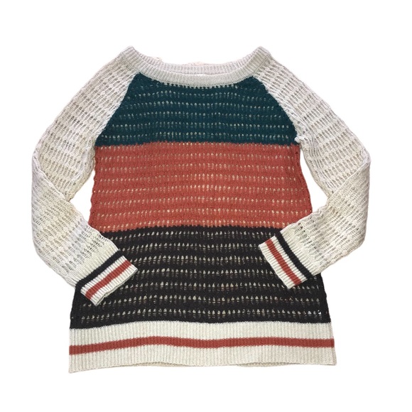 MAK B Color Block Open Knit Sweater - Women’s Small - Picture 2 of 11